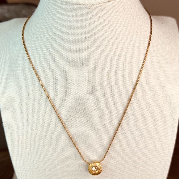 Brighton Reversible Gold Pendant Necklace with Crystal Accent (Clear and Gold) - Picture 4 of 6